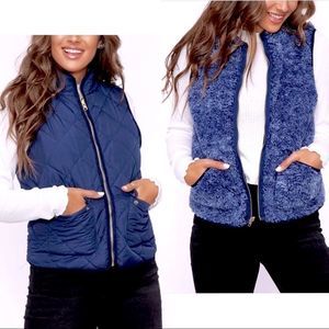 Reversible Quilted/Sherpa Zipper Vest